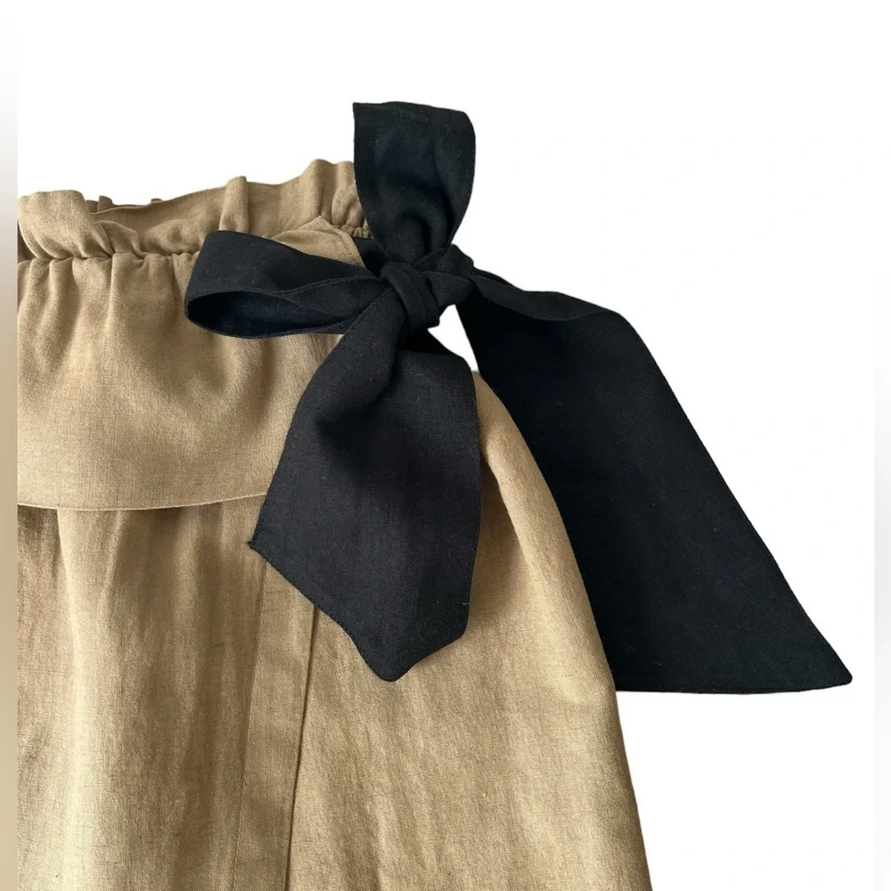 ZARA Linen Blend Faux Wrap Skirt Paper Bag Skirt sz. XS